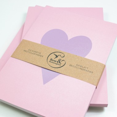 Notizblock-Set Herz/Karo/Diagonal - 3er Set in A6 aus Recyclingpapier
