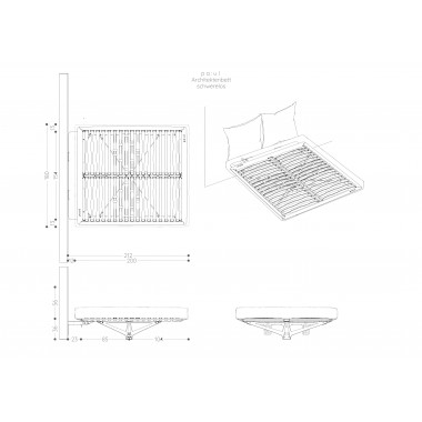 Das Architektenbett (schwerelos) für Matratzen mit 180 cm x 200 cm