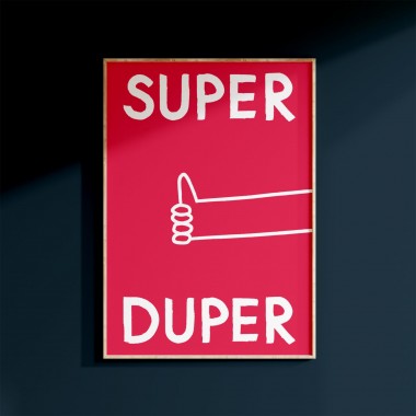 vonSUSI Fine Art Poster mit Grafik "Super" in rose, Din A4-A1