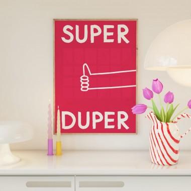vonSUSI Fine Art Poster mit Grafik "Super" in rose, Din A4-A1