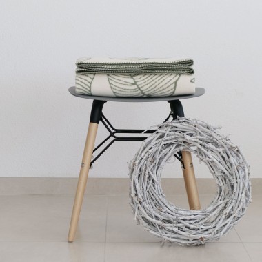 Weiche Kuscheldecke BERIT, Made in Germany, 100% Bio-Baumwolle, Blätter
