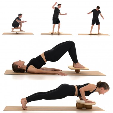 rollholz – Balanceboard zum Training für Gleichgewicht- & Koordinationsfähigkeit (Set groß | Buche)