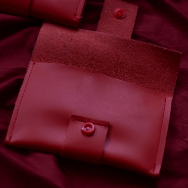 Rote Ledergeldbörse aus Upcycling-Leder - Pikto3000