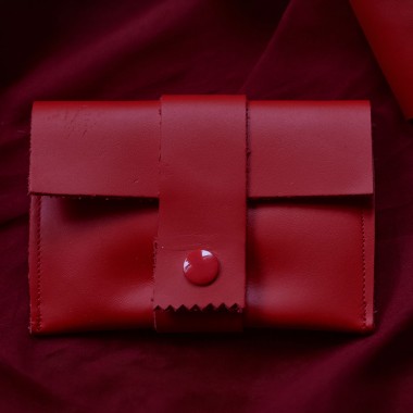 Rote Ledergeldbörse aus Upcycling-Leder - Pikto3000