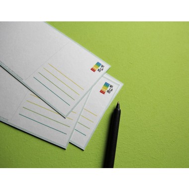 ABC-Postkarte | farbenfroh gestreift | 17 x 9 cm | Buchstabenkarte | 100% Recyclingpapier | bunte Dekoration