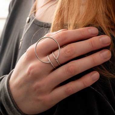 related by objects - lunar ring extended - 925 Silber 18k goldplattiert