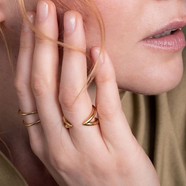 related by objects - lunar bold ring - 925 Sterlingsilber - goldplattiert