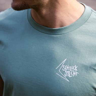 DRUCK STÜCK T-Shirt SCHLUCKSPECHT unisex Salbeigrün