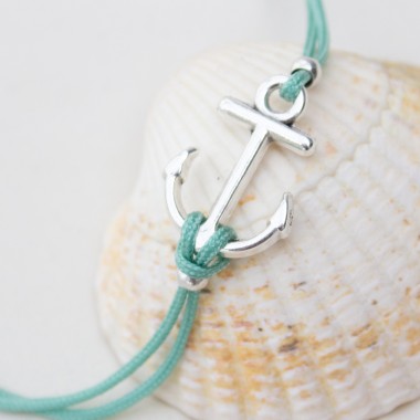 Bow & Hummingbird Armband auf Karte - Anker Versilbert - Meer Erinnerungen
