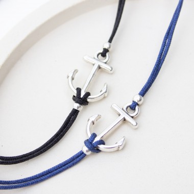 Bow & Hummingbird Armband auf Karte - Anker Versilbert - Meer Erinnerungen
