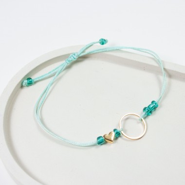 Armband auf Karte - Ring, Herz, Blümchen - Für Dich