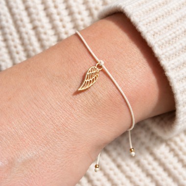 Bow & Hummingbird Schutzengel Armband „Ich schenke dir einen Schutzengel“ – Glücksbringer mit Engelsflügel, 24 Karat vergoldet

