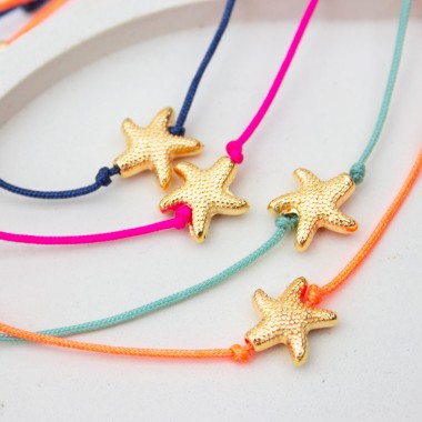 Bow & Hummingbird Armband auf Karte - Seesternchen - Meeresrauschen - 24 Karat vergoldet