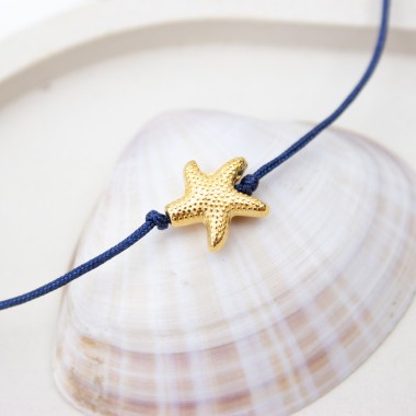 Bow & Hummingbird Armband auf Karte - Seesternchen - Meeresrauschen - 24 Karat vergoldet