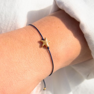 Bow & Hummingbird Armband auf Karte - Seesternchen - Meeresrauschen - 24 Karat vergoldet