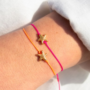 Bow & Hummingbird Armband auf Karte - Seesternchen - Meeresrauschen - 24 Karat vergoldet