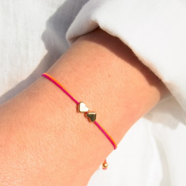 Bow & Hummingbird Armband auf Karte - zwei Herzen - Wir Zwei sind ein gutes Team - 24 Karat vergoldet