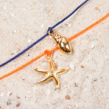 Armband auf Karte - Seestern und Muschel - Meeresrauschen