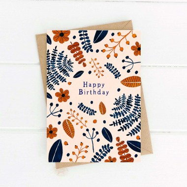Paperlandscape | Faltkarte | Happy Birthday | Geburtstagskarte | Wilde Blätter | Pflanzen Karte 