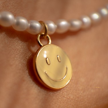 Smiley Süßwasserperlen Halskette mit Gold Vermeil| Paeoni Colors