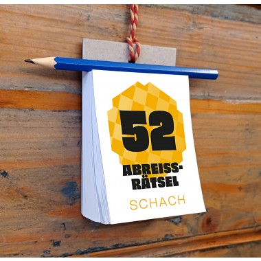 Kleiner Rätselblock mit 52 Schach-Aufgaben – Matt in 2–3 Zügen