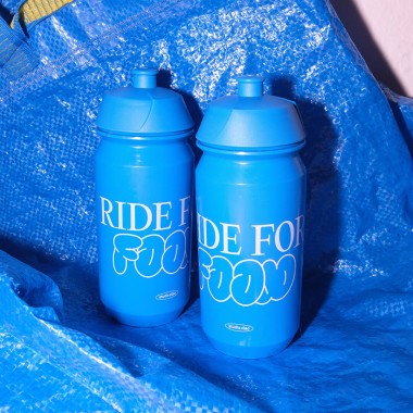"Ride for food" Bidon, 500 ml Trinkflasche blau – studio ciao
