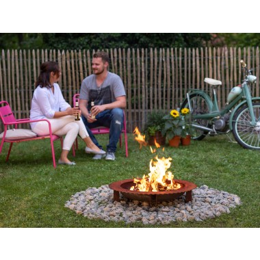 Keilbach Feuerschale sun, 80cm Durchmessser, 3mm dickem wetterfestem Stahl, kein Verzug, fertig montiert, einzigartige Rostoptik