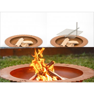 Keilbach Feuerschale sun, 80cm Durchmessser, 3mm dickem wetterfestem Stahl, kein Verzug, fertig montiert, einzigartige Rostoptik