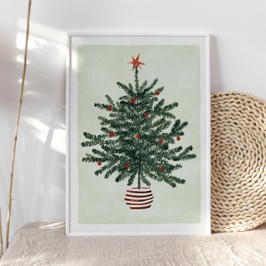 Paperlandscape | Aquarell Kunstdruck | Festlicher Weihnachtsbaum | Weihnachtsposter | verschiedene Größen