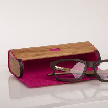 formes Berlin -  Brillenetui aus Holzfurnier - gedämpfter Bambus Pink 