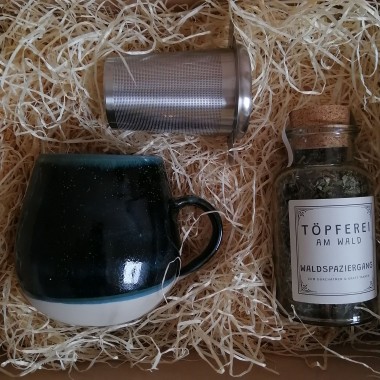 Geschenkset "Teemomente" - Kräutertee, Tee & handgetöpferte Tasse | Töpferei am Wald
