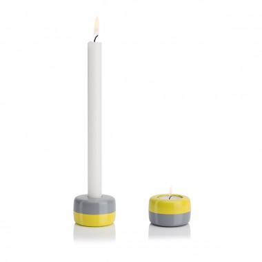 TEO - DUO - Kerzenständer aus Metall (gelb - grau)