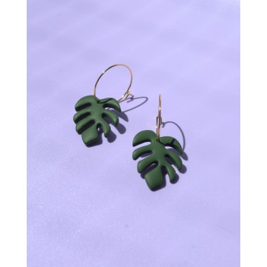 Handgefertigte 18K Creolen mit Blatt-Detail | Santoclay