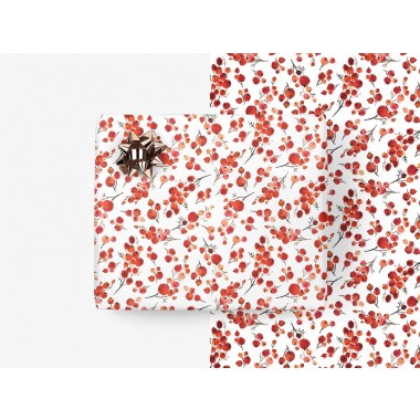 typealive / 5x Geschenkpapier /  Red Berries (gefaltet)