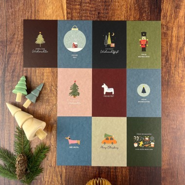 Postkarten-Set - 10 Weihnachtskarten + Umschläge - Nr. 19 - Naturbedacht