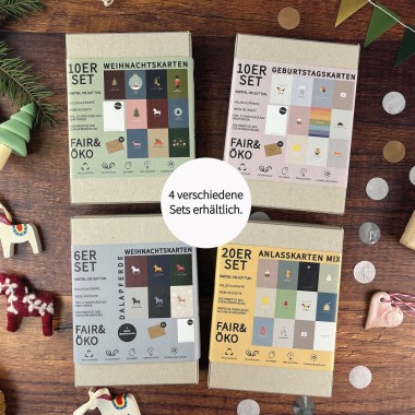 Postkarten-Set - 10 Weihnachtskarten + Umschläge - Nr. 19 - Naturbedacht