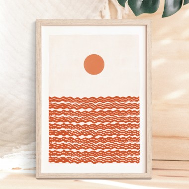 Paperlandscape | Kunstdruck "Wellen und Sonne" | Boho Poster Meer | abstrakte Natur | verschiedene Größen
