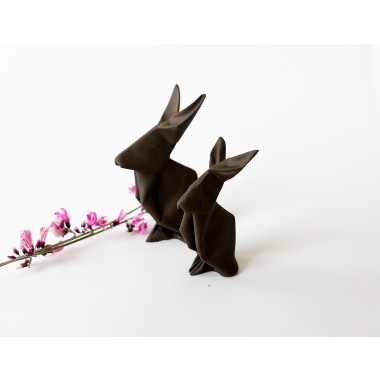 Hasen aus Keramik - filigrane Origami Hasen Set als Osterdeko aus Keramik