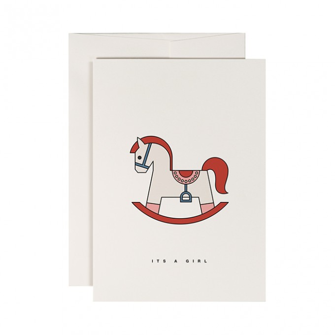 redfries red rockinghorse – Klappkarte DIN A6 mit Umschlag, 3 Stück, Geburt