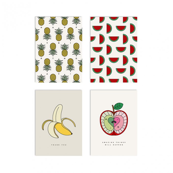 redfries set fruit explosion – Set mit 4 Klappkarten DIN A6 mit Umschlag redfries set fruit explosion – Set mit 4 Klappkarten DIN A6 mit Umschlag