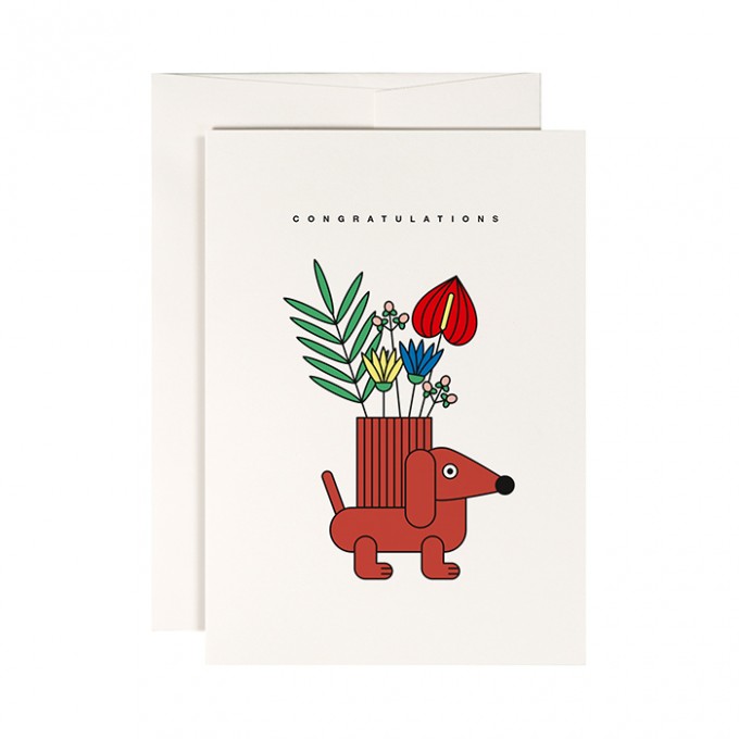 redfries dachshund vase – Klappkarte DIN A6 mit Umschlag, 3 Stück redfries dachshund vase – Klappkarte DIN A6 mit Umschlag, 3 Stück