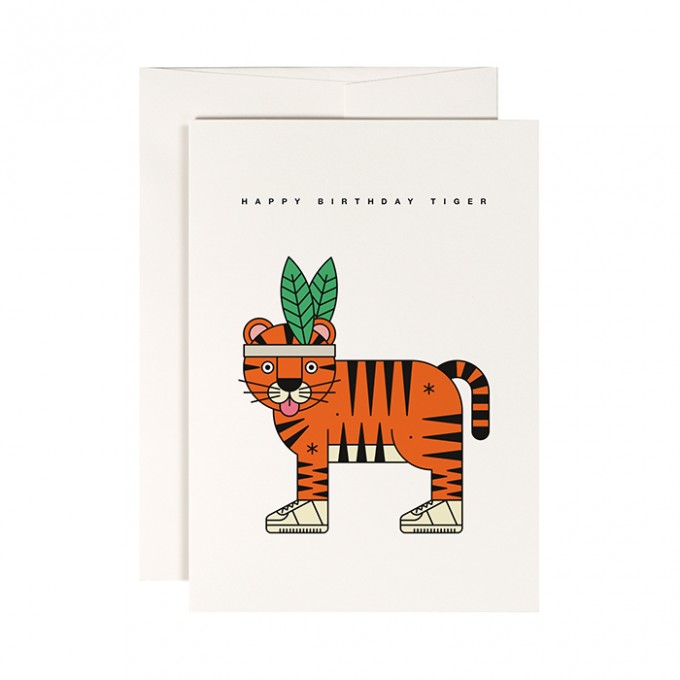redfries high five tiger – Klappkarte DIN A6 mit Umschlag, 3 Stück, Geburtstag