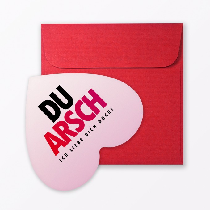TYPOP Postkarte "Du Arsch" in Herzform inkl. Umschlag TYPOP Postkarte "Du Arsch" in Herzform inkl. Umschlag