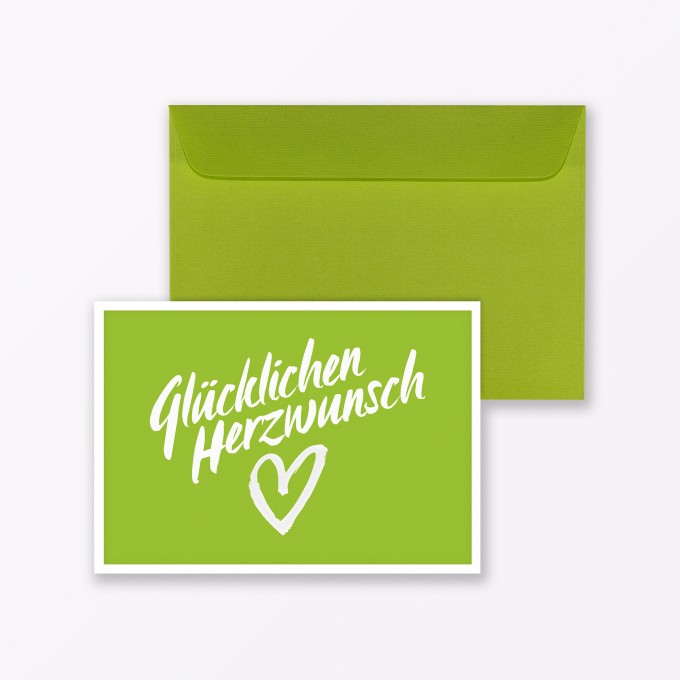 TYPOP Glückwunschkarte "Glücklichen Herzwunsch" in Grün inkl. Umschlag TYPOP Glückwunschkarte "Glücklichen Herzwunsch" in Grün inkl. Umschlag