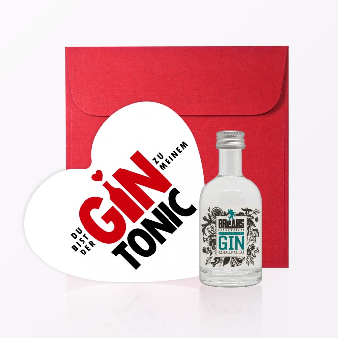 TYPOP Set "Gin Tonic" // Postkarte in Herzform inkl. Umschlag + Little Breaks Gin TYPOP Set "Gin Tonic" // Postkarte in Herzform inkl. Umschlag + Little Breaks Gin