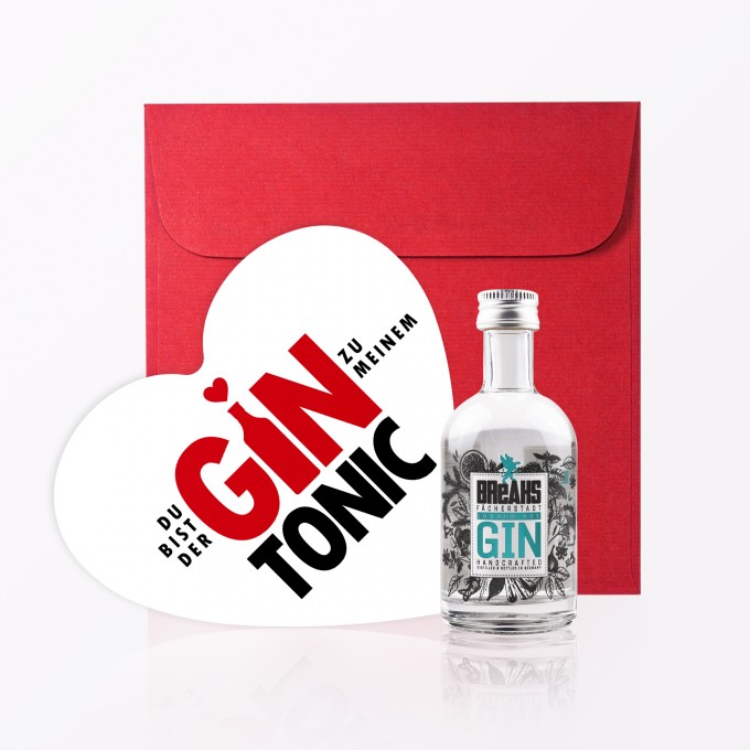 TYPOP Set "Gin Tonic" // Postkarte in Herzform inkl. Umschlag + Little Breaks Gin TYPOP Set "Gin Tonic" // Postkarte in Herzform inkl. Umschlag + Little Breaks Gin