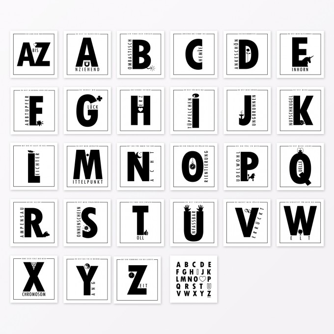 TYPOP 27-teiliges Set ABC-Karten "Ich liebe Dich von A-Z" quadratisch inkl. Verpackung TYPOP 27-teiliges Set ABC-Karten "Ich liebe Dich von A-Z" quadratisch inkl. Verpackung