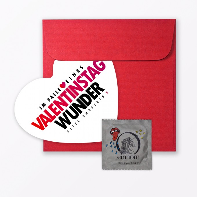 TYPOP Valentinstagskarte "Wunder von Valentinstag" // Herzkarte inkl. Umschlag & Kondom TYPOP Valentinstagskarte "Wunder von Valentinstag" // Herzkarte inkl. Umschlag & Kondom