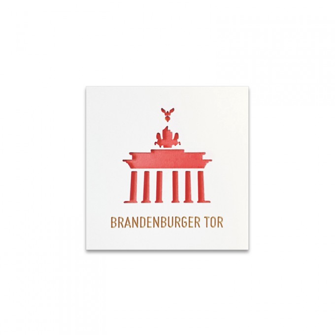 Stadtliebe® | 3D-Holzbild "Brandenburger Tor" veredelt mit CNC-Fräsung Rot Ohne