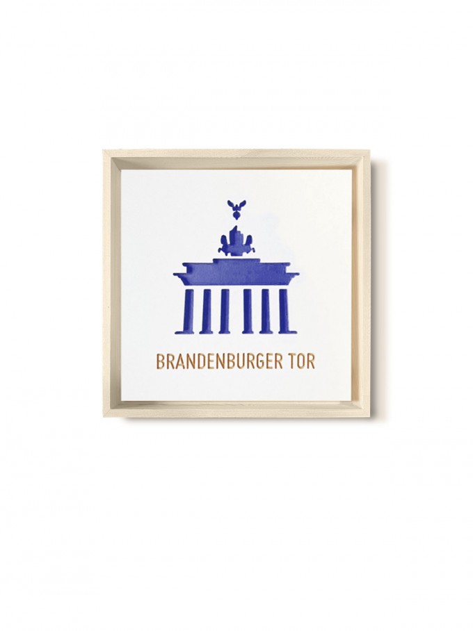 Stadtliebe® | 3D-Holzbild "Brandenburger Tor" veredelt mit CNC-Fräsung Blau Mit